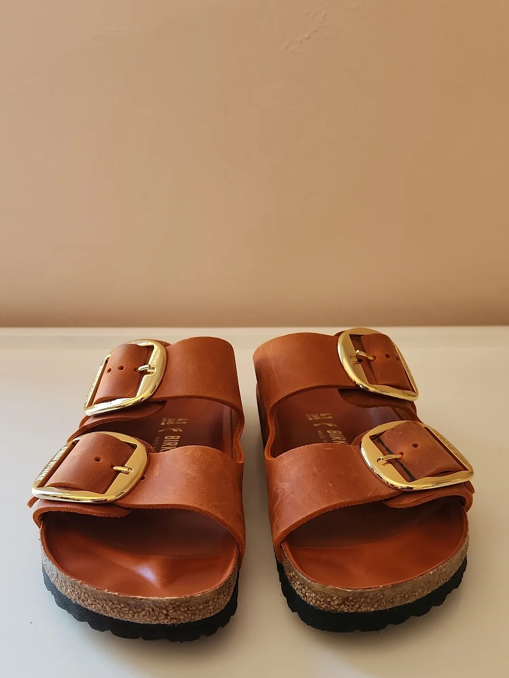 Birkenstock Arizona Big BuckleNatural Leather Oiled Burnt Orange Size 41